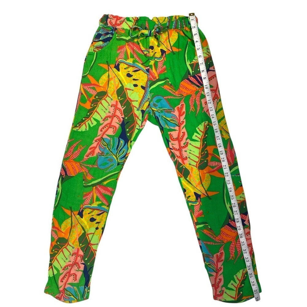 Olivaceous Vibrant Green Tropical Print Pants Size S - Picture 10 of 13